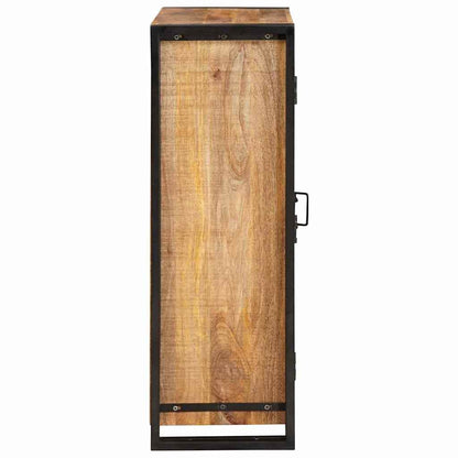 Highboard con Ante Legno di Mango Massello Grezzo e Metallo