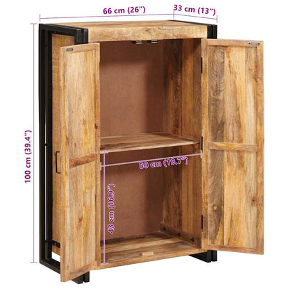 Highboard con Ante Legno di Mango Massello Grezzo e Metallo