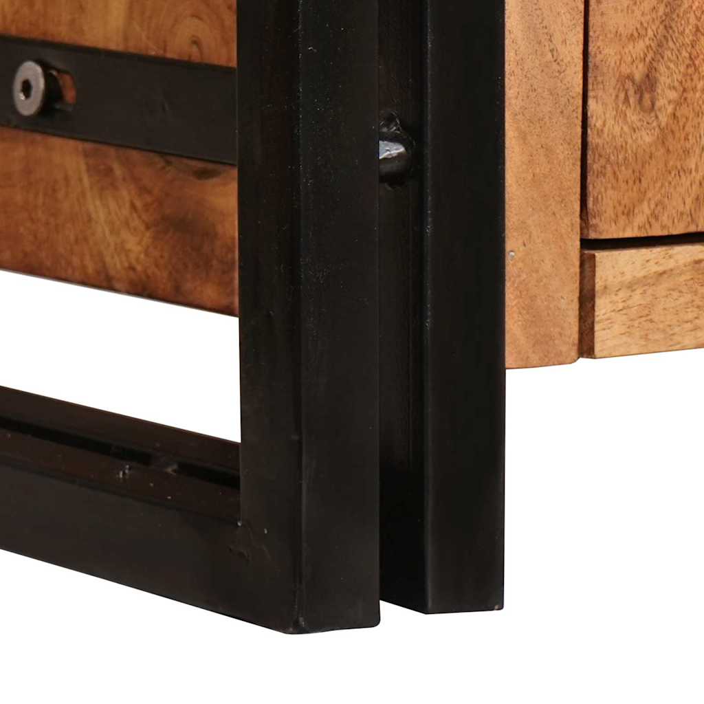 Highboard con Ante Marrone Legno massello di acacia e metallo