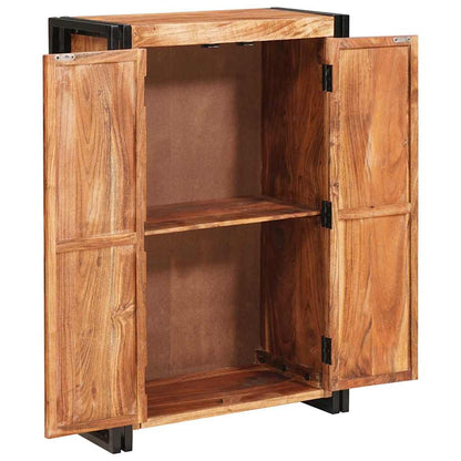 Highboard con Ante Marrone Legno massello di acacia e metallo