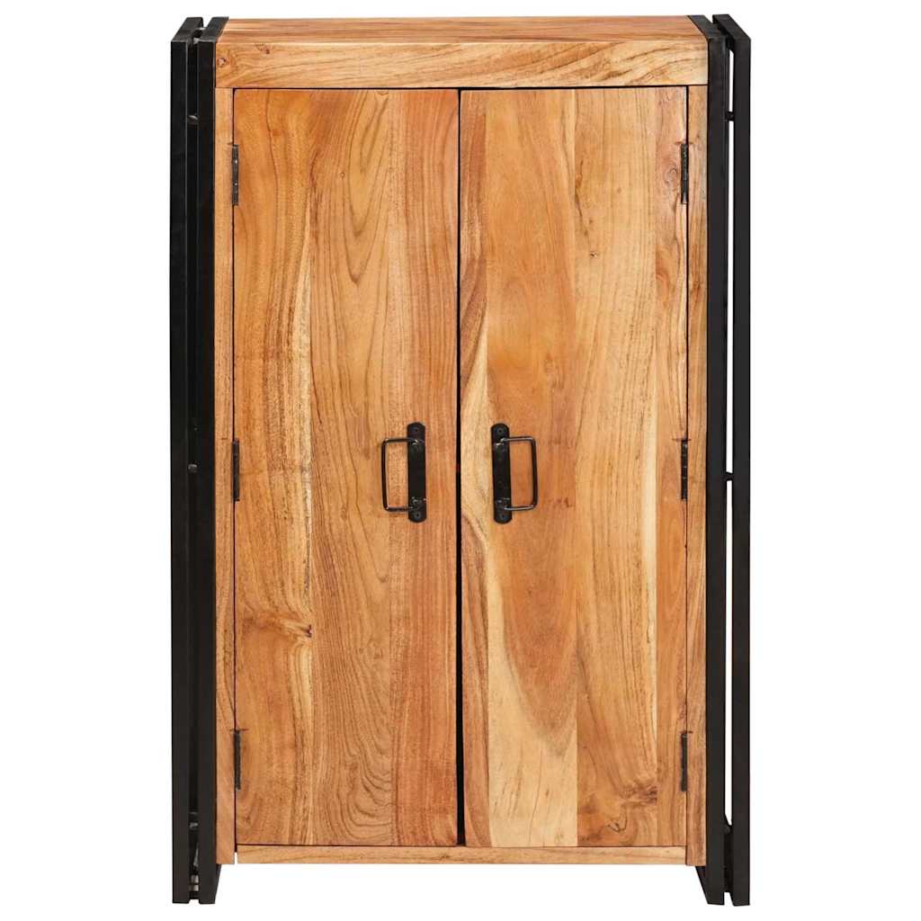 Highboard con Ante Marrone Legno massello di acacia e metallo