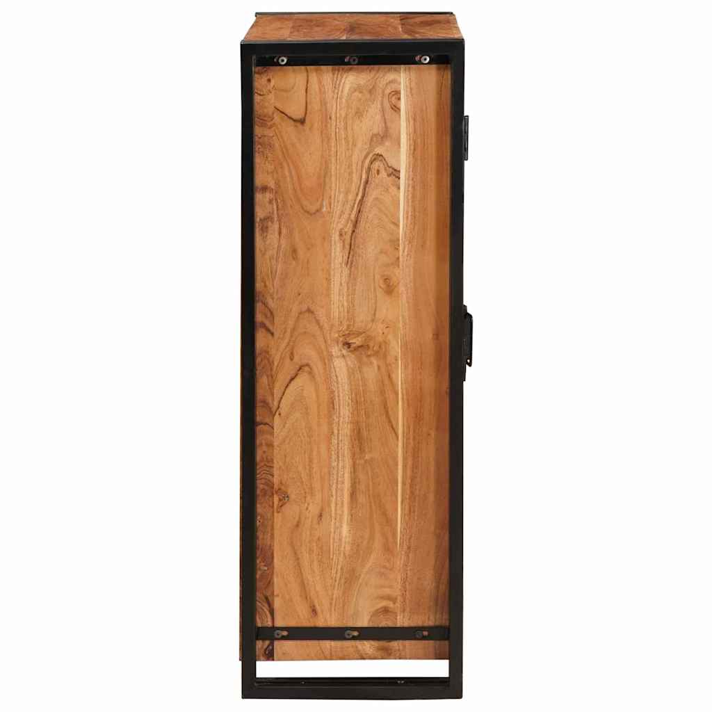 Highboard con Ante Marrone Legno massello di acacia e metallo