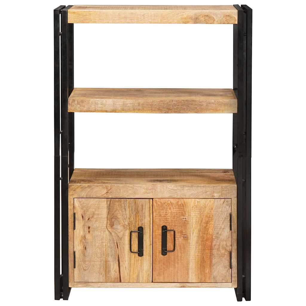 Libreria con Porte Legno Massello Grezzo di Mango e Metallo