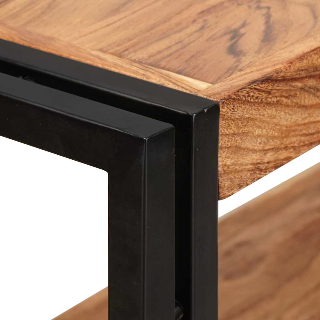 Libreria con Porte Marrone Legno massello di acacia e metallo