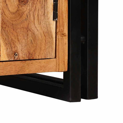 Libreria con Porte Marrone Legno massello di acacia e metallo
