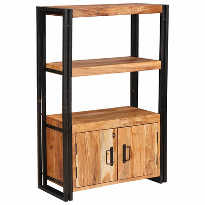 Libreria con Porte Marrone Legno massello di acacia e metallo