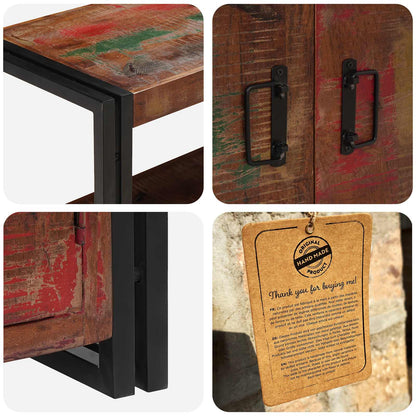 Libreria con Porte Marrone Legno Recuperato Massello e Metallo
