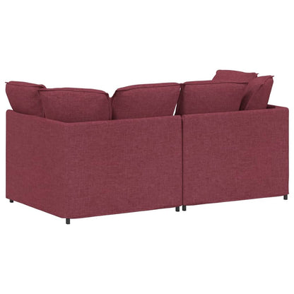 Divano Modulare con Cuscini in Tessuto Rosso Vino - homemem39