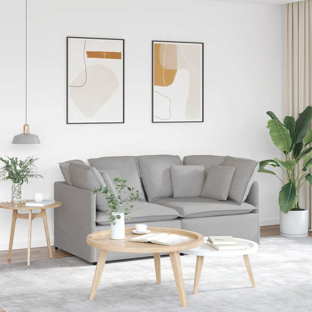 Divano Modulare con Cuscini in Tessuto Grigio Nuvola - homemem39