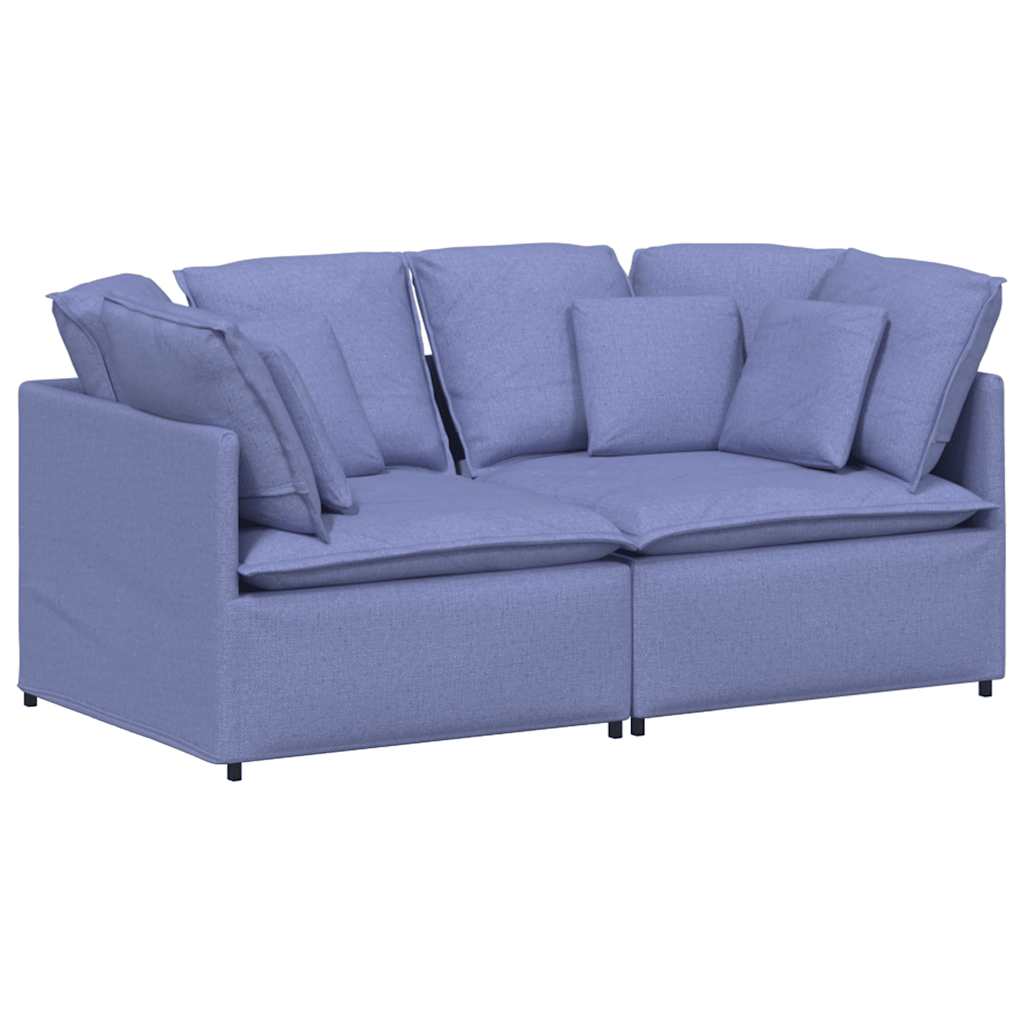 Divano Modulare con Cuscini in Tessuto Jeans Blu | homemem39
