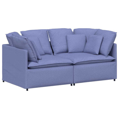 Divano Modulare con Cuscini in Tessuto Jeans Blu - homemem39