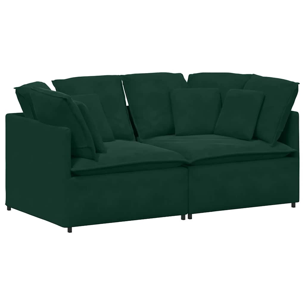 Divano Modulare con Cuscini in Velluto Verde Scuro | homemem39