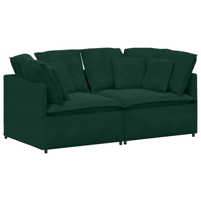 Divano Modulare con Cuscini in Velluto Verde Scuro | homemem39