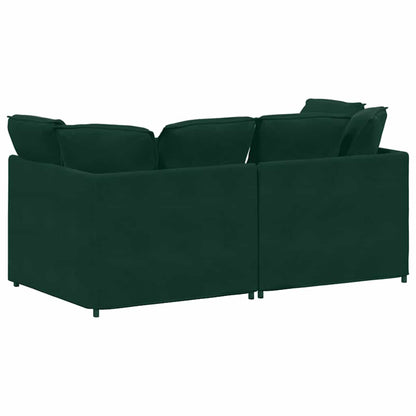 Divano Modulare con Cuscini in Velluto Verde Scuro | homemem39