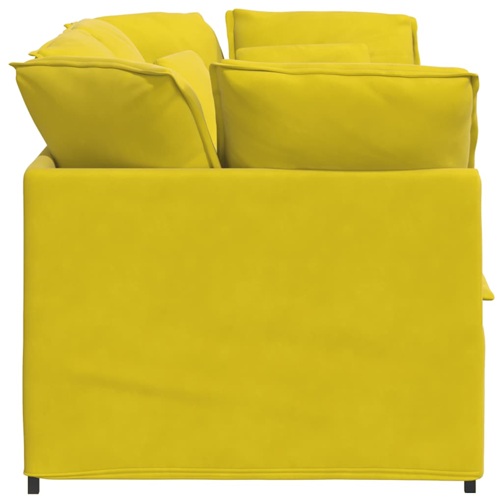 Divano Modulare con Cuscini in Velluto Giallo - homemem39