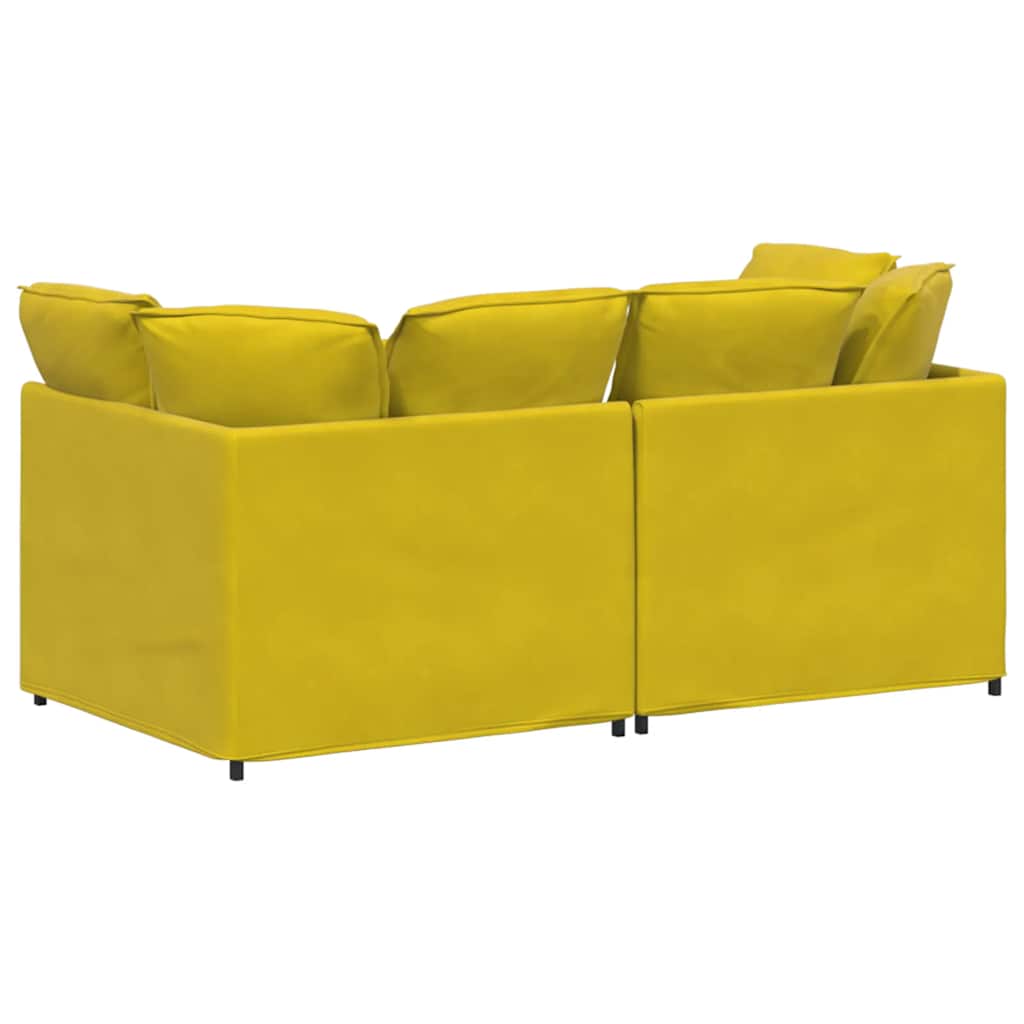 Divano Modulare con Cuscini in Velluto Giallo - homemem39