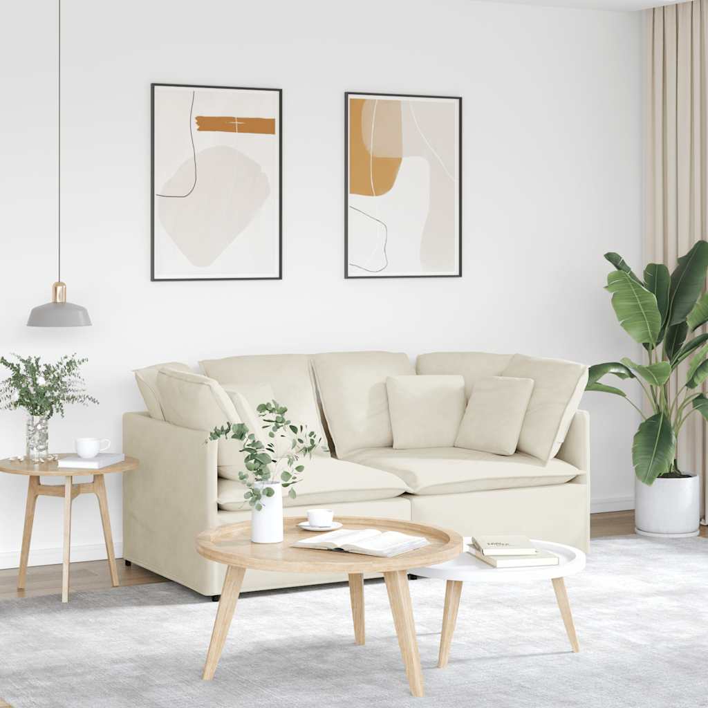 Divano Modulare con Cuscini in Velluto Crema | homemem39