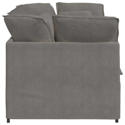 Divano Modulare con Cuscini in Tessuto a Coste Grigio Chiaro - homemem39