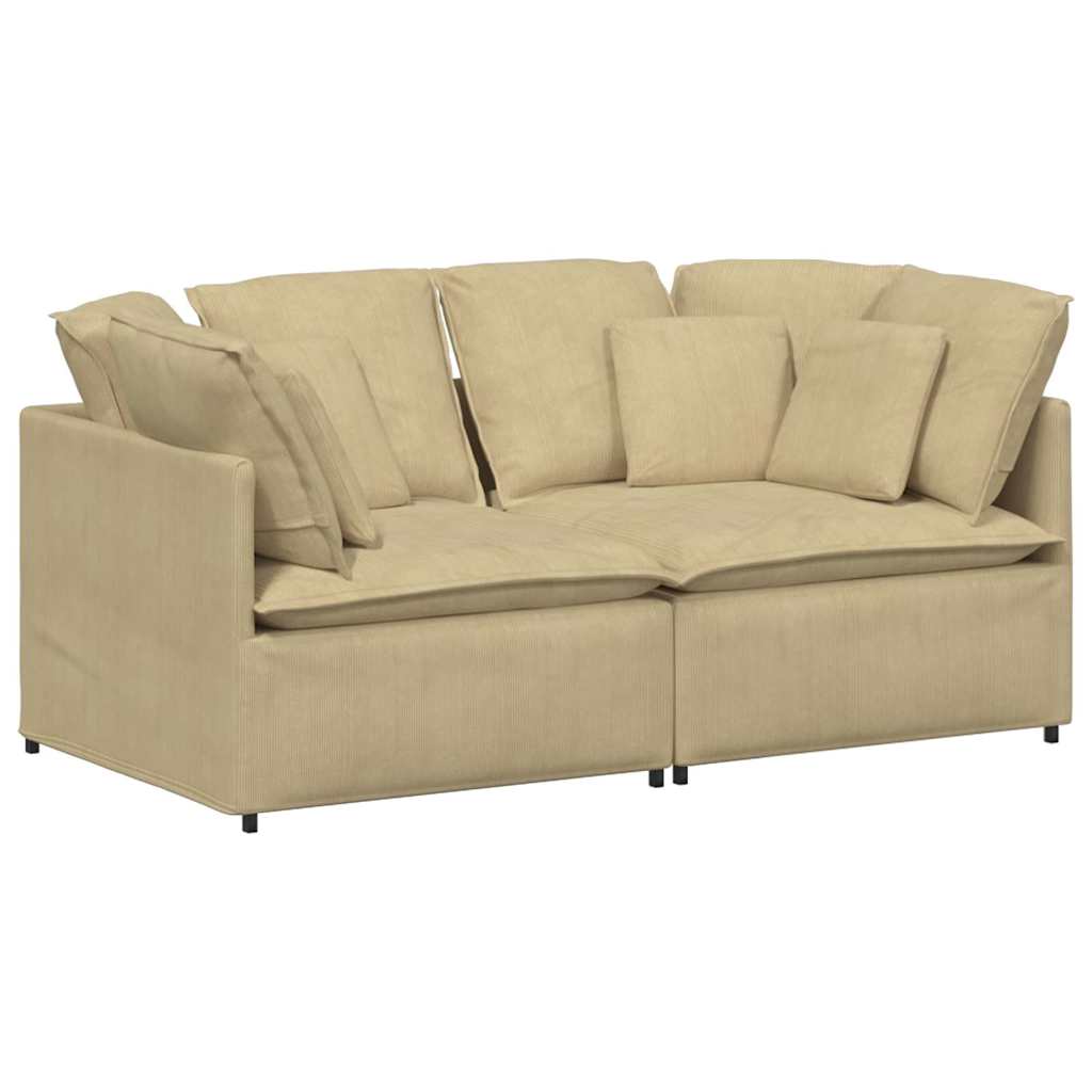 Divano Modulare con Cuscini Tessuto a Coste Verde Grigio - homemem39