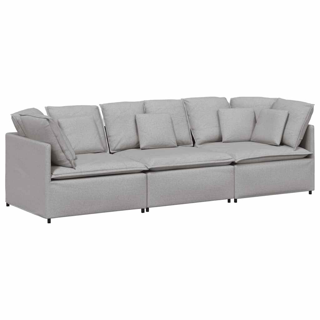 Divano Modulare con Cuscini in Tessuto Grigio Nuvola | homemem39