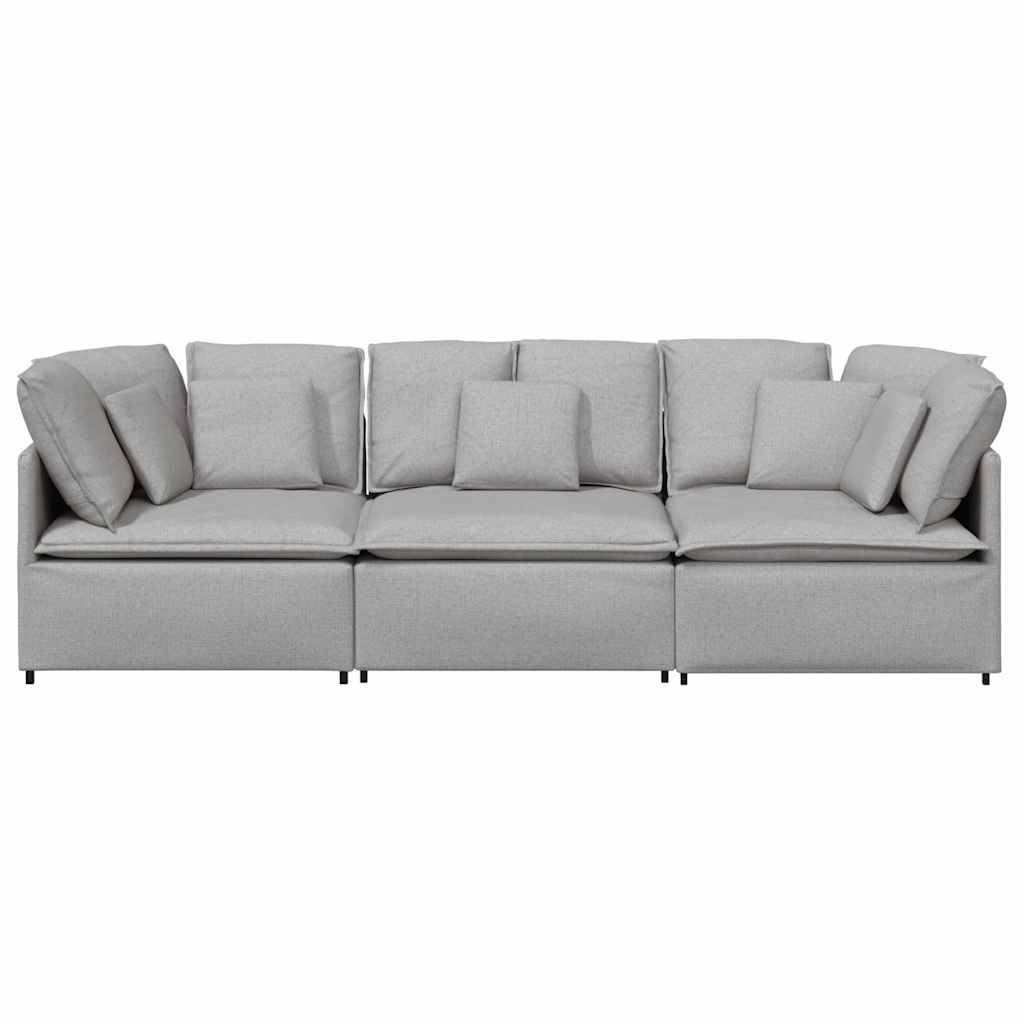 Divano Modulare con Cuscini in Tessuto Grigio Nuvola | homemem39