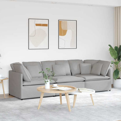 Divano Modulare con Cuscini in Tessuto Grigio Nuvola | homemem39