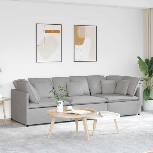 Divano Modulare con Cuscini in Tessuto Grigio Nuvola | homemem39