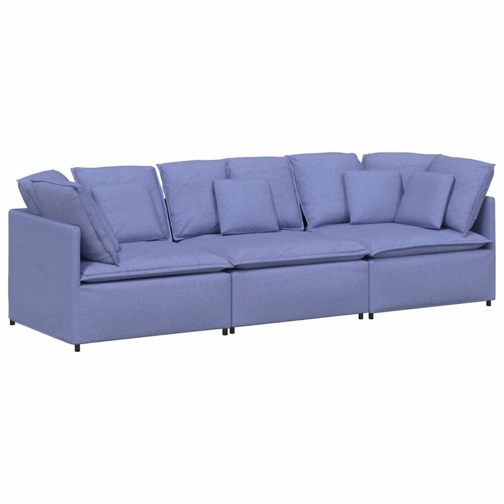 Divano Modulare con Cuscini in Tessuto Jeans Blu | homemem39