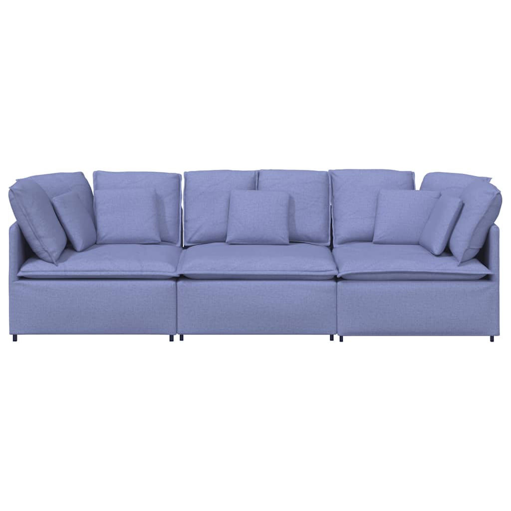 Divano Modulare con Cuscini in Tessuto Jeans Blu | homemem39