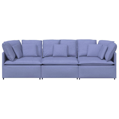Divano Modulare con Cuscini in Tessuto Jeans Blu | homemem39