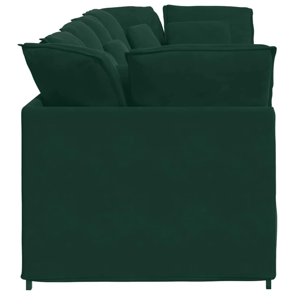Divano Modulare con Cuscini in Velluto Verde Scuro | homemem39