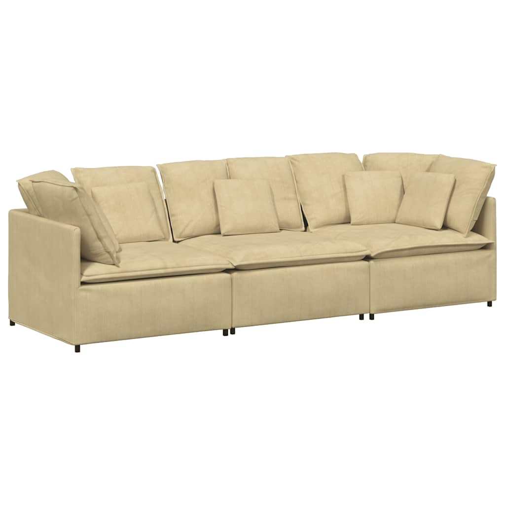 Divano Modulare con Cuscini Tessuto a Coste Verde Grigio - homemem39