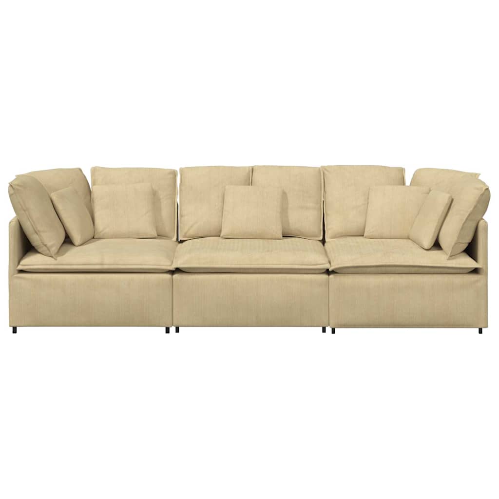 Divano Modulare con Cuscini Tessuto a Coste Verde Grigio - homemem39