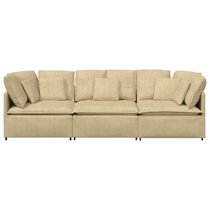 Divano Modulare con Cuscini Tessuto a Coste Verde Grigio - homemem39