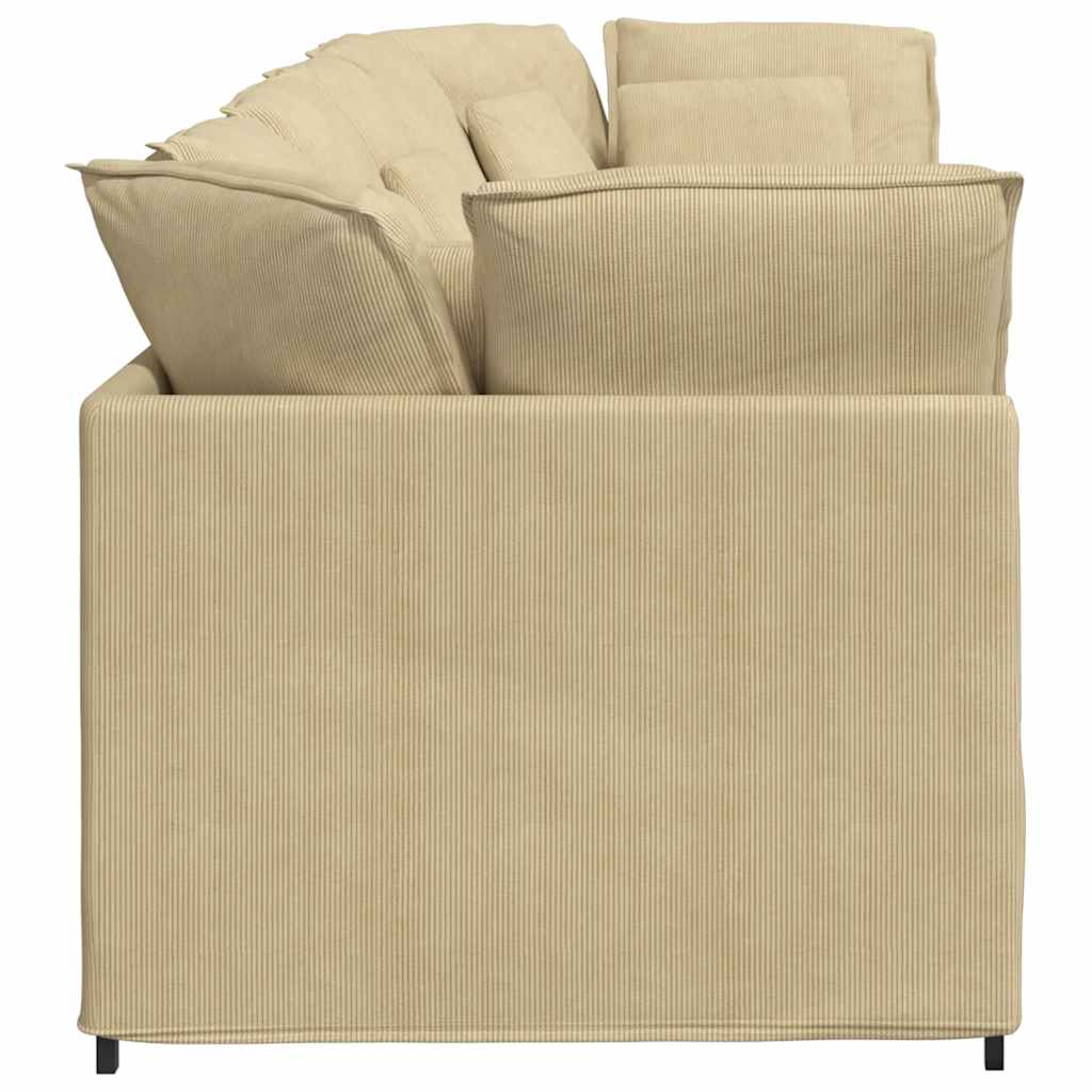 Divano Modulare con Cuscini Tessuto a Coste Verde Grigio - homemem39