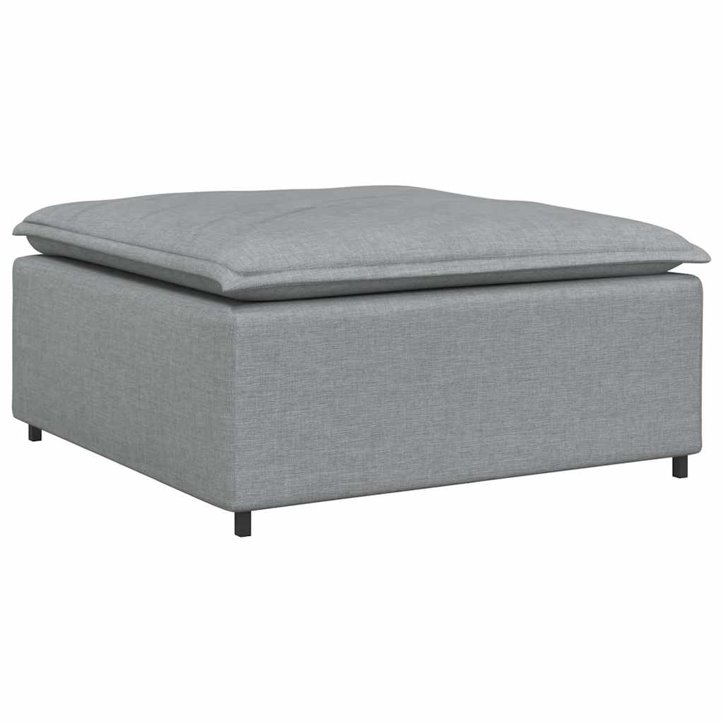 Divano Modulare con Poggiapiedi e Cuscini Tessuto Grigio Chiaro