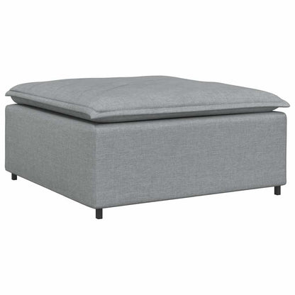 Divano Modulare con Poggiapiedi e Cuscini Tessuto Grigio Chiaro