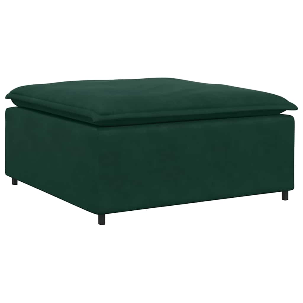 Divano Modulare con Poggiapiedi e Cuscini Velluto Verde Scuro | homemem39