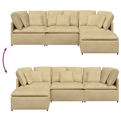 Divano Modulare con Poggiapiedi e Cuscini Verde Grigio