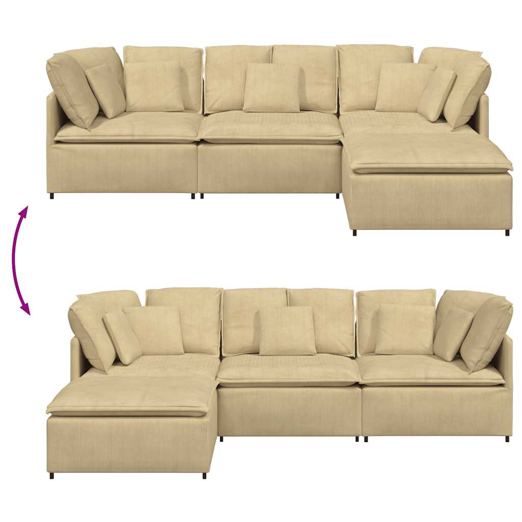 Divano Modulare con Poggiapiedi e Cuscini Verde Grigio - homemem39