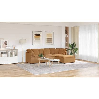 Divano Modulare con Poggiapiedi e Cuscini Beige - homemem39