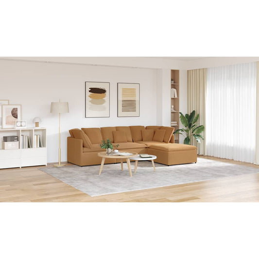 Divano Modulare con Poggiapiedi e Cuscini Beige - homemem39