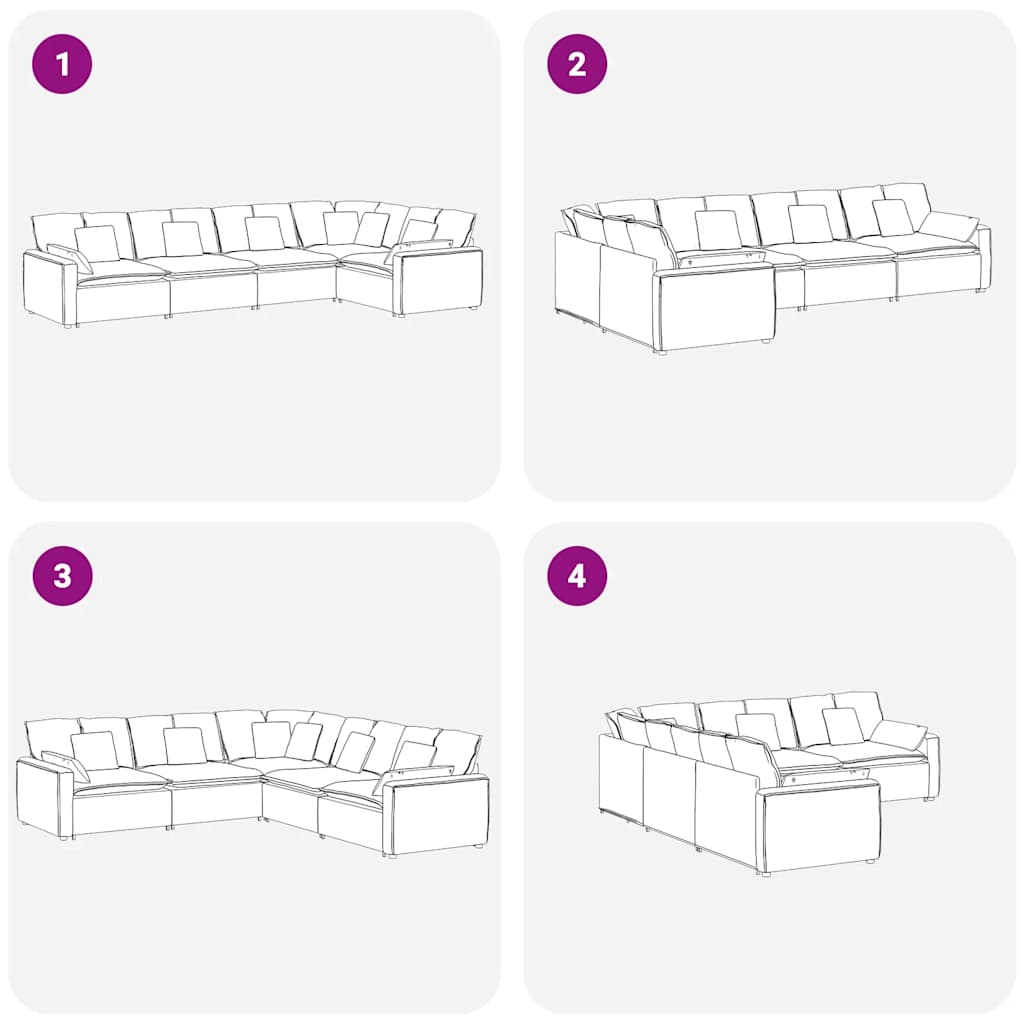 Divano Modulare con Cuscini in Velluto Grigio Chiaro - homemem39