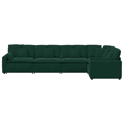 Divano Modulare con Cuscini in Velluto Verde Scuro | homemem39