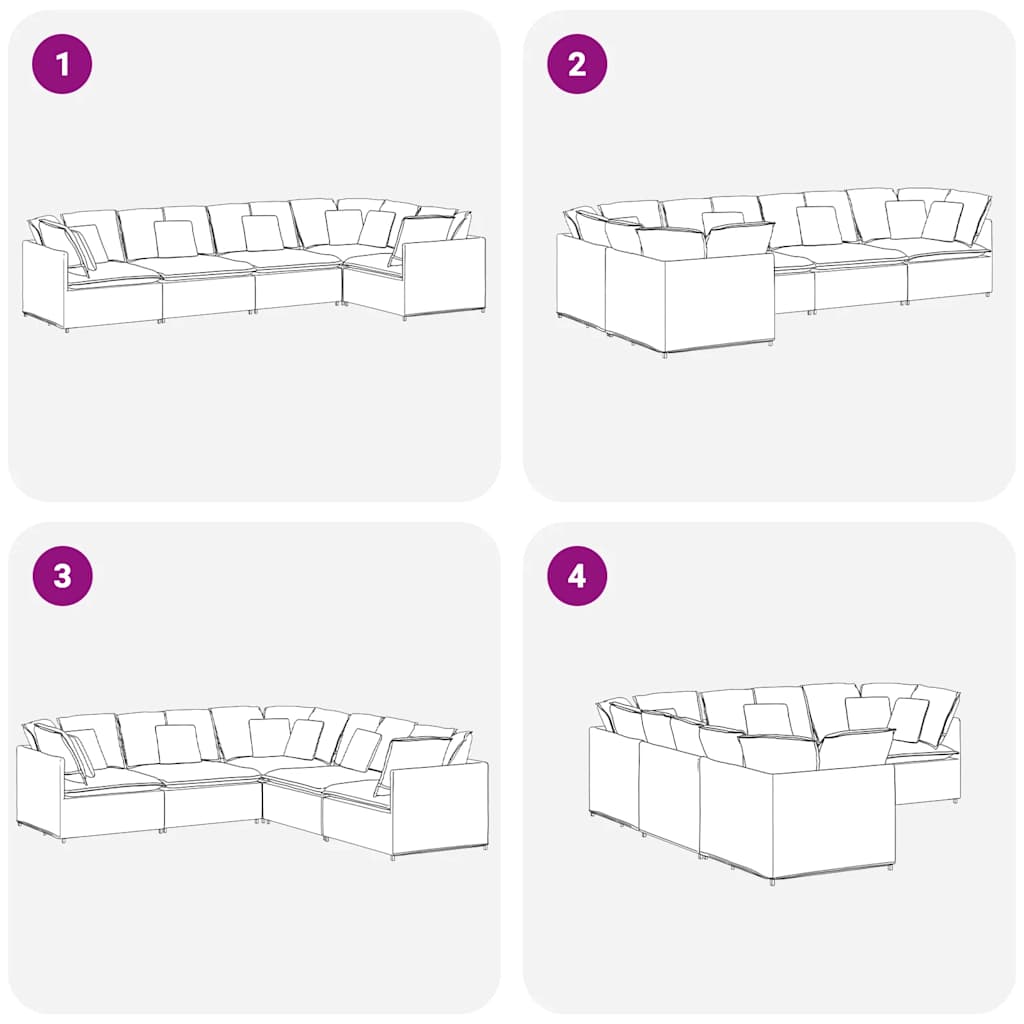 Divano Modulare con Cuscini in Velluto Grigio Chiaro - homemem39