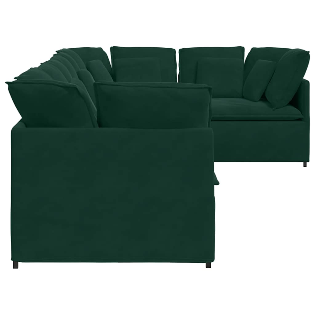 Divano Modulare con Cuscini in Velluto Verde Scuro | homemem39