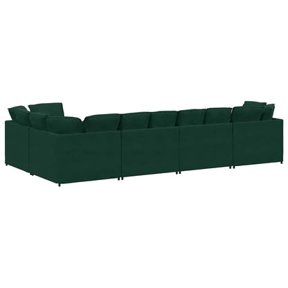 Divano Modulare con Cuscini in Velluto Verde Scuro | homemem39
