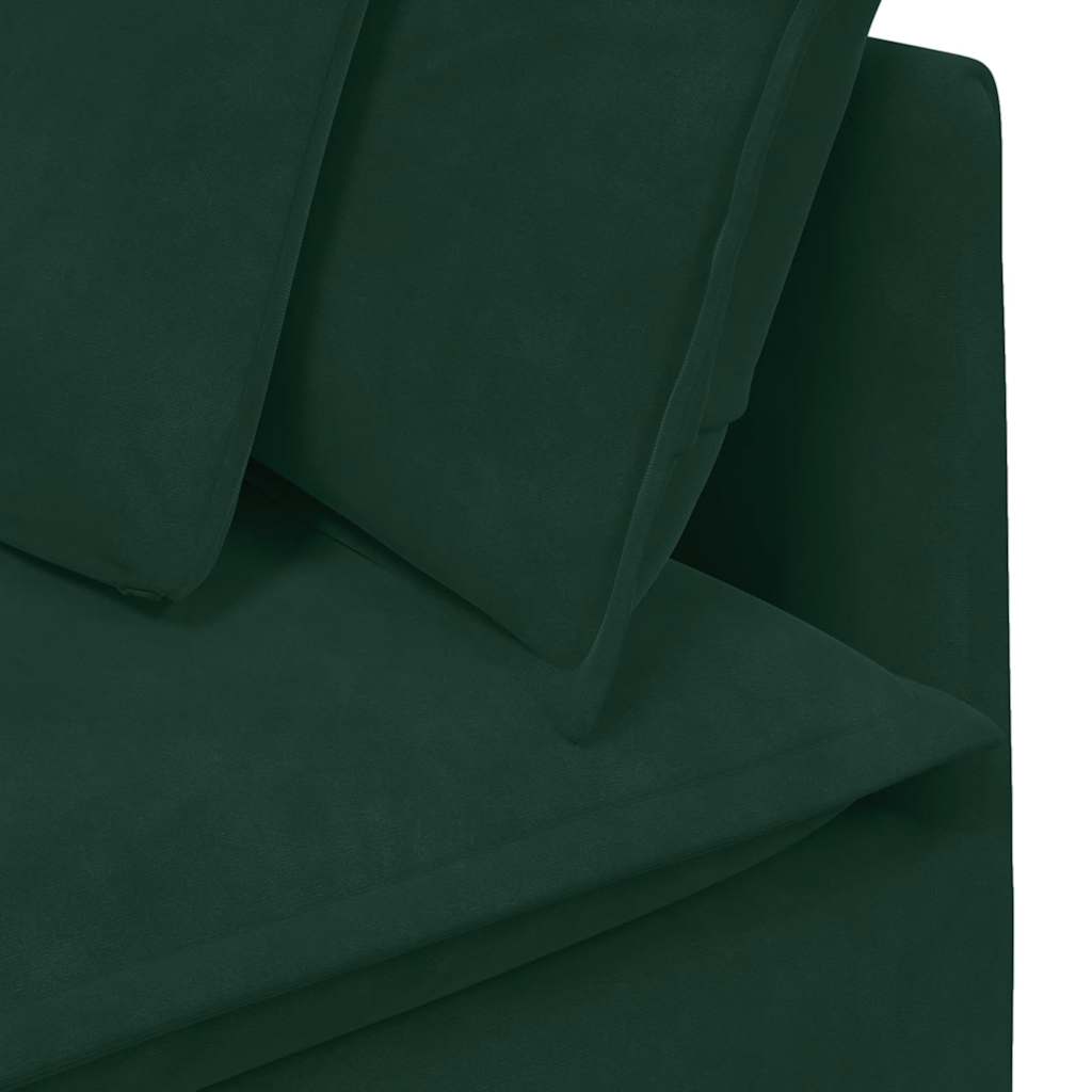 Divano Modulare con Cuscini in Velluto Verde Scuro | homemem39