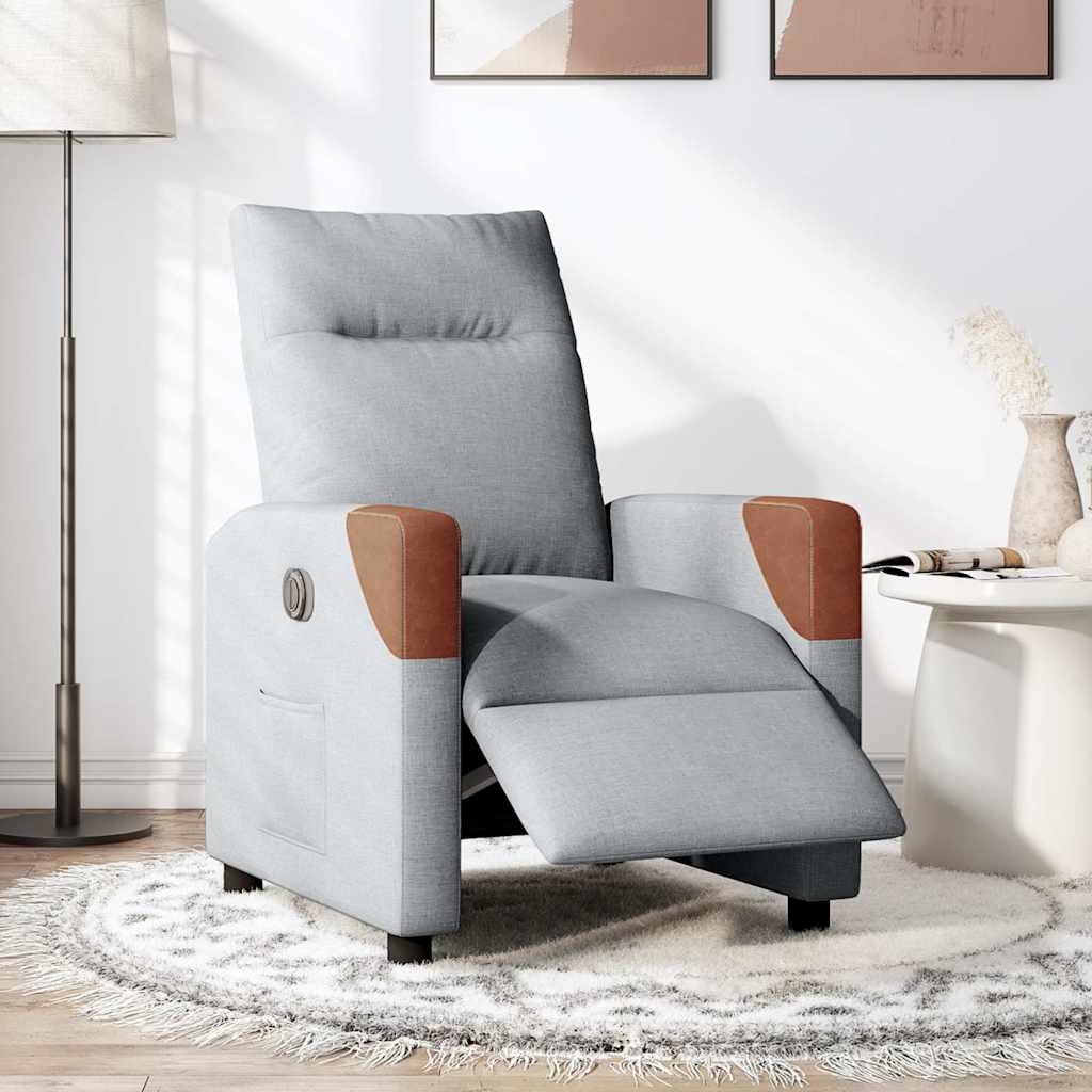 Poltrona Elettrica Reclinabile Grigio Chiaro in Tessuto | homemem39