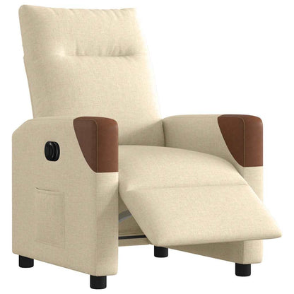 Poltrona Elettrica Reclinabile Crema in Tessuto - homemem39